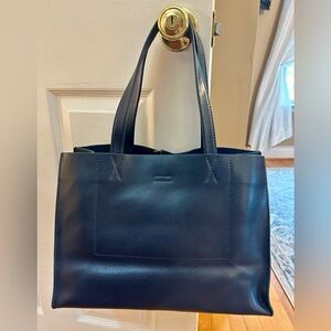 Leather Navy Blue Handbag-Banana Republic